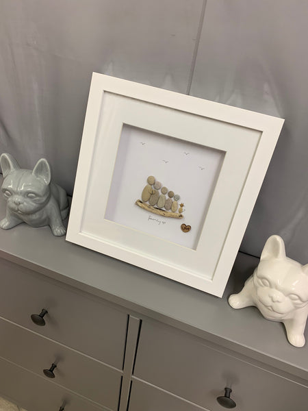 Family of 5 Pebble Picture and 1 cat