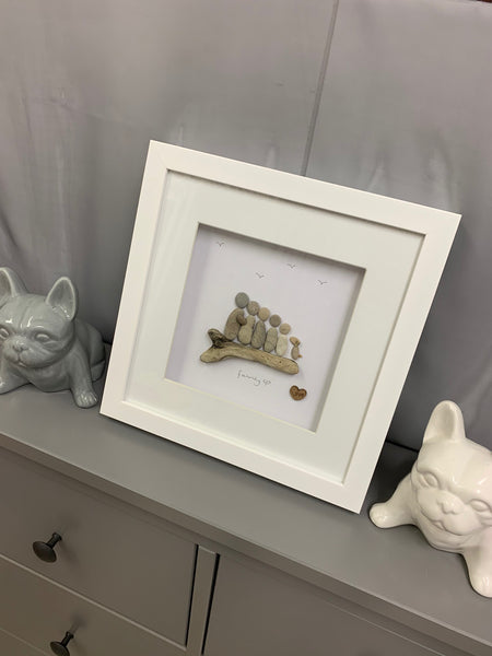 Family of 5 Pebble Picture and 1 dog