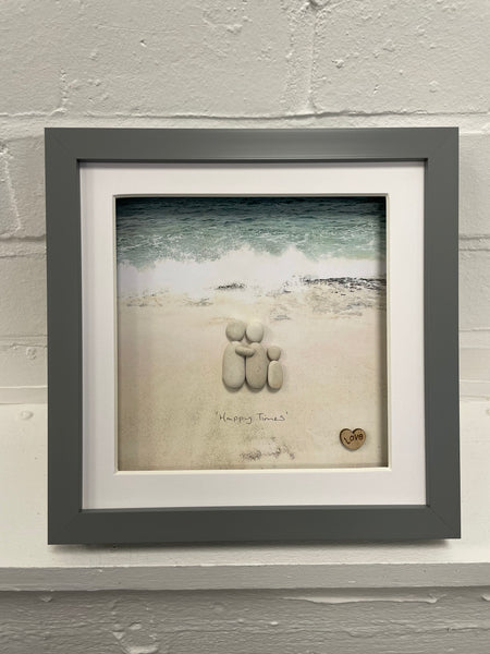 Family of 3 Pebble Picture on the beach