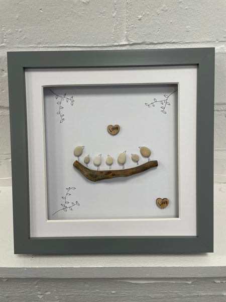 Birds on a Branch Pebble Picture